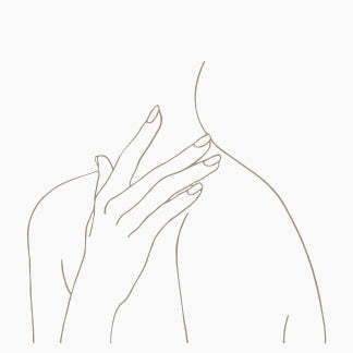 body collection, graphic, contour drawing of female neck and hand