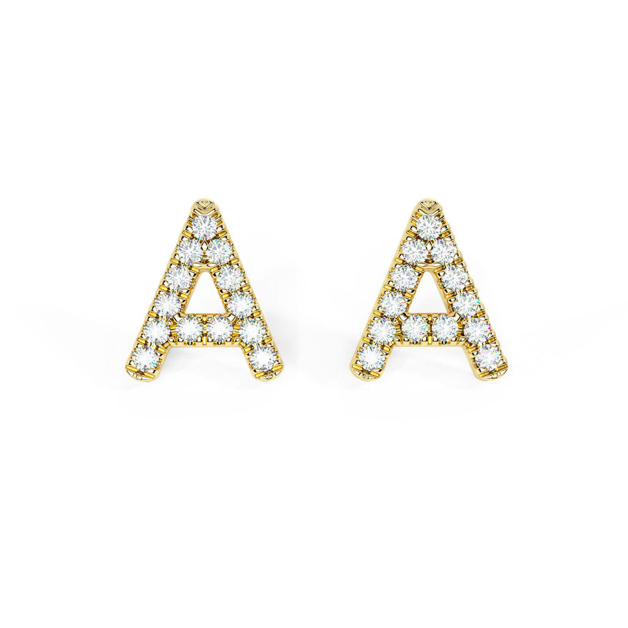 14K Yellow Gold Letter A with Diamonds
