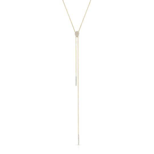 Pave Pear Shaped Lariat Necklace