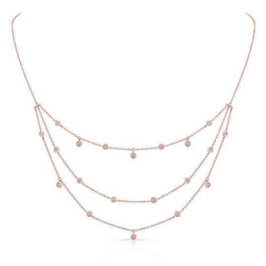 Three Tier Dangling Diamond Necklace