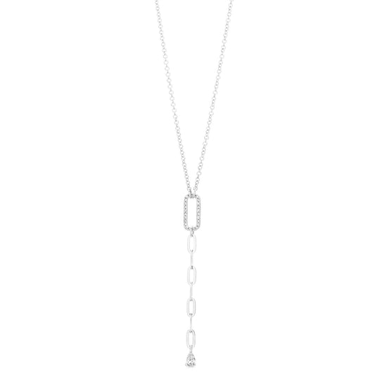 Dangling Pear Shape Paper Clip Y Necklace