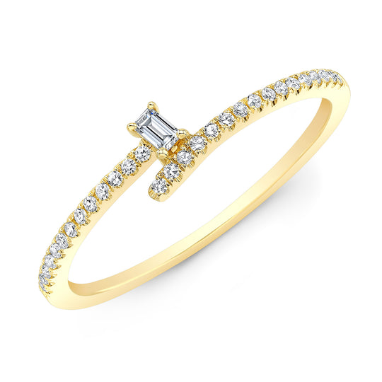 Bypass Diamond Baguette Tail Ring