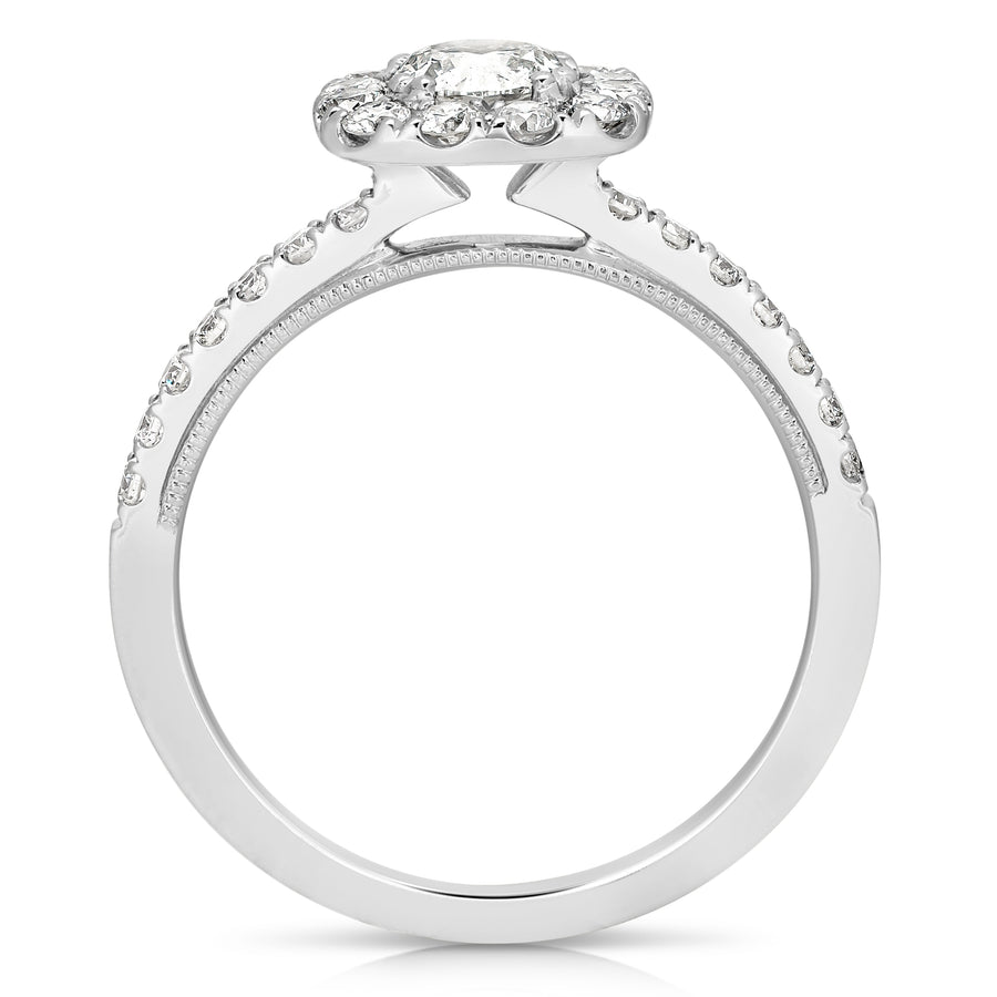 1/2 ct Round Center Diamond Cushion Halo Complete Engagement Ring