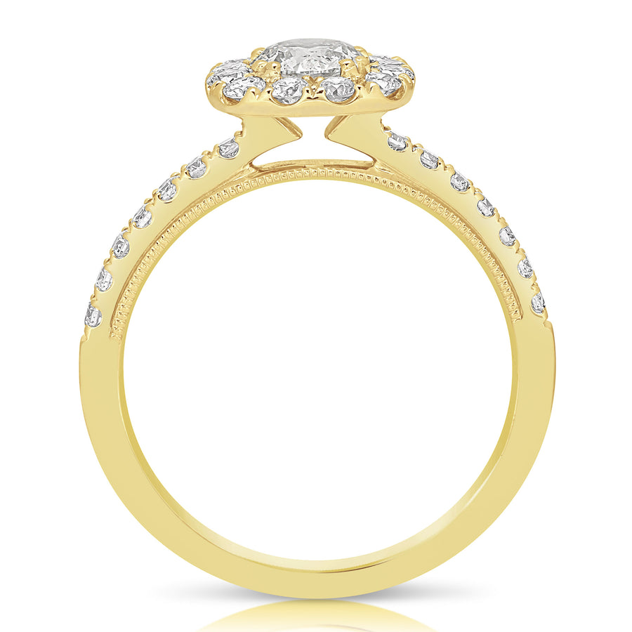 1/2 ct Round Center Diamond Cushion Halo Complete Engagement Ring