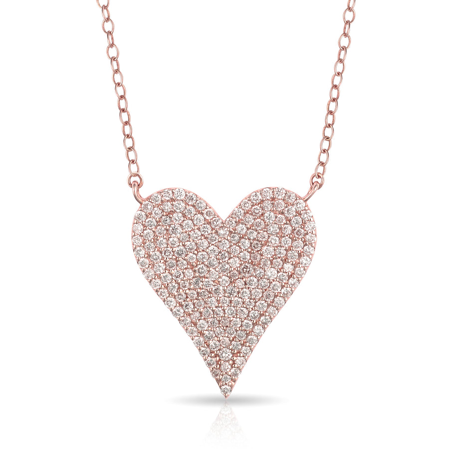 Pave Diamond Elongated Jumbo Heart Necklace