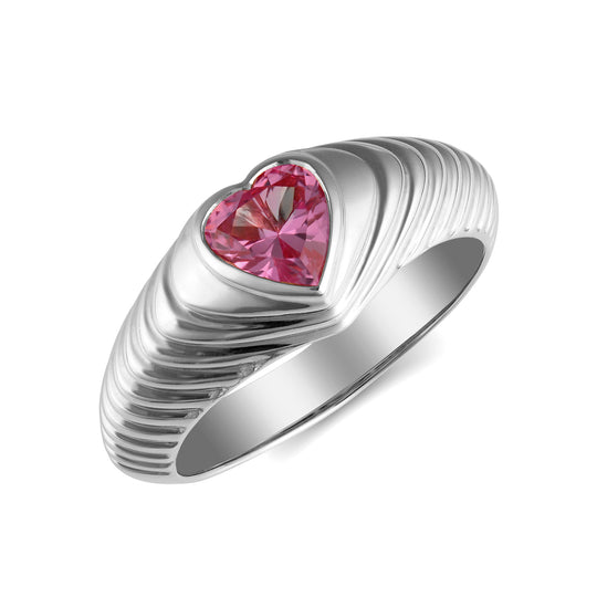 Pink Sapphire Transcending Love Heart Ring