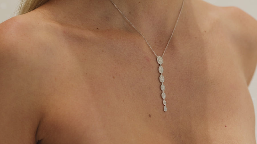 Pave Oval Drop Necklace