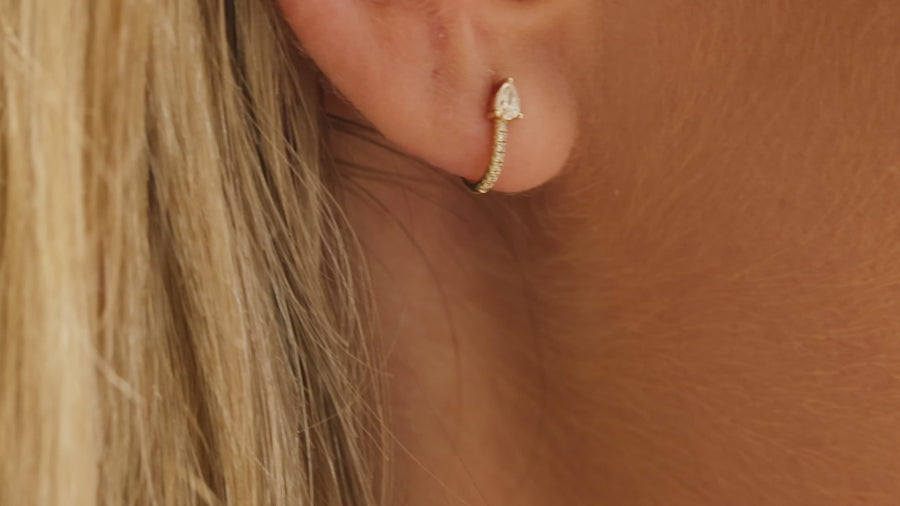 Pear Shape Diamond Ear Hook Studs