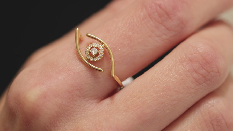 14K White Gold Blue Sapphire Evil Eye Diamond Ring - Unique Rings | J. Landa