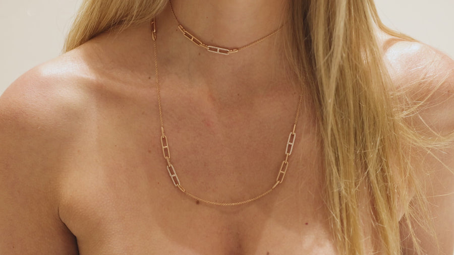35 Inch 6 Station Rectangle Layering Necklace