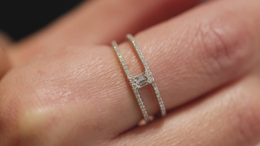 Emerald Cut Double Band Ring
