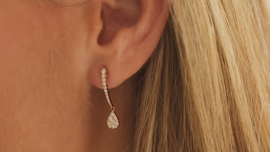 Pave Pear Shape Drop Earrings