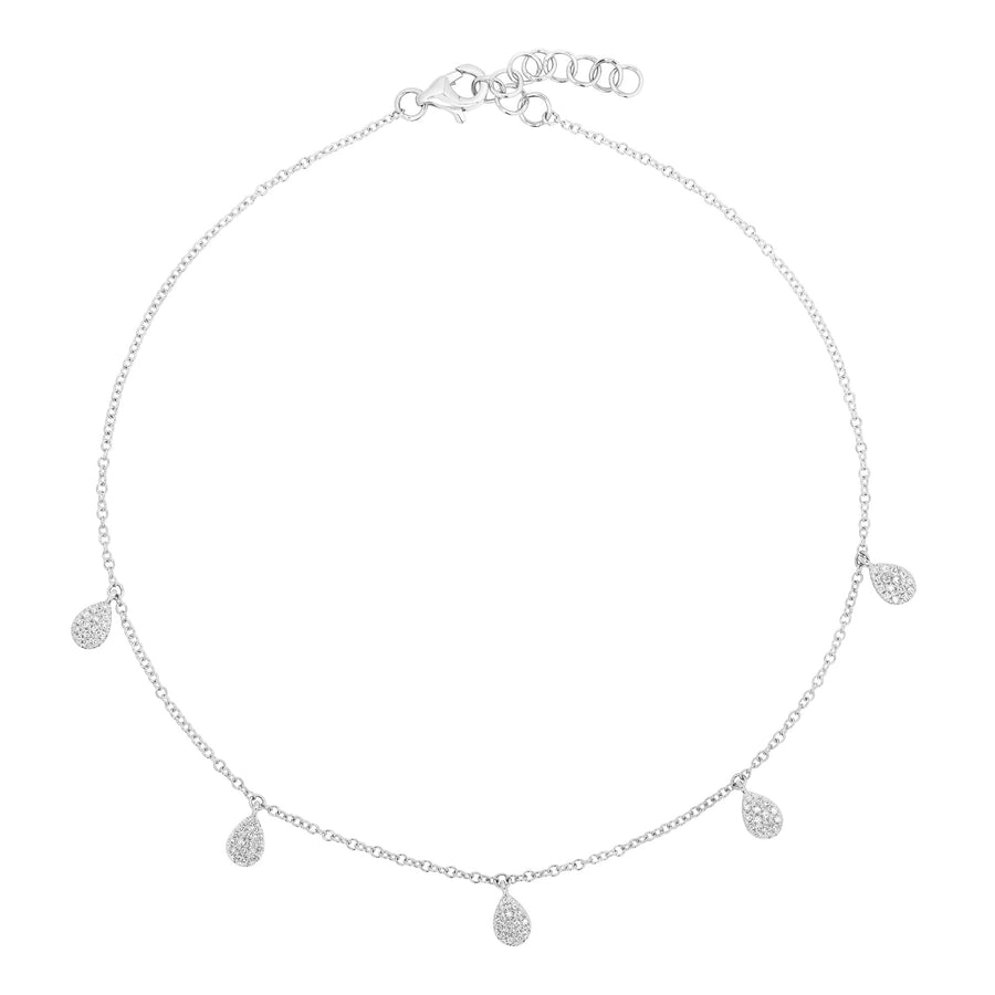 Dangling Pear Shapes Diamond Anklet