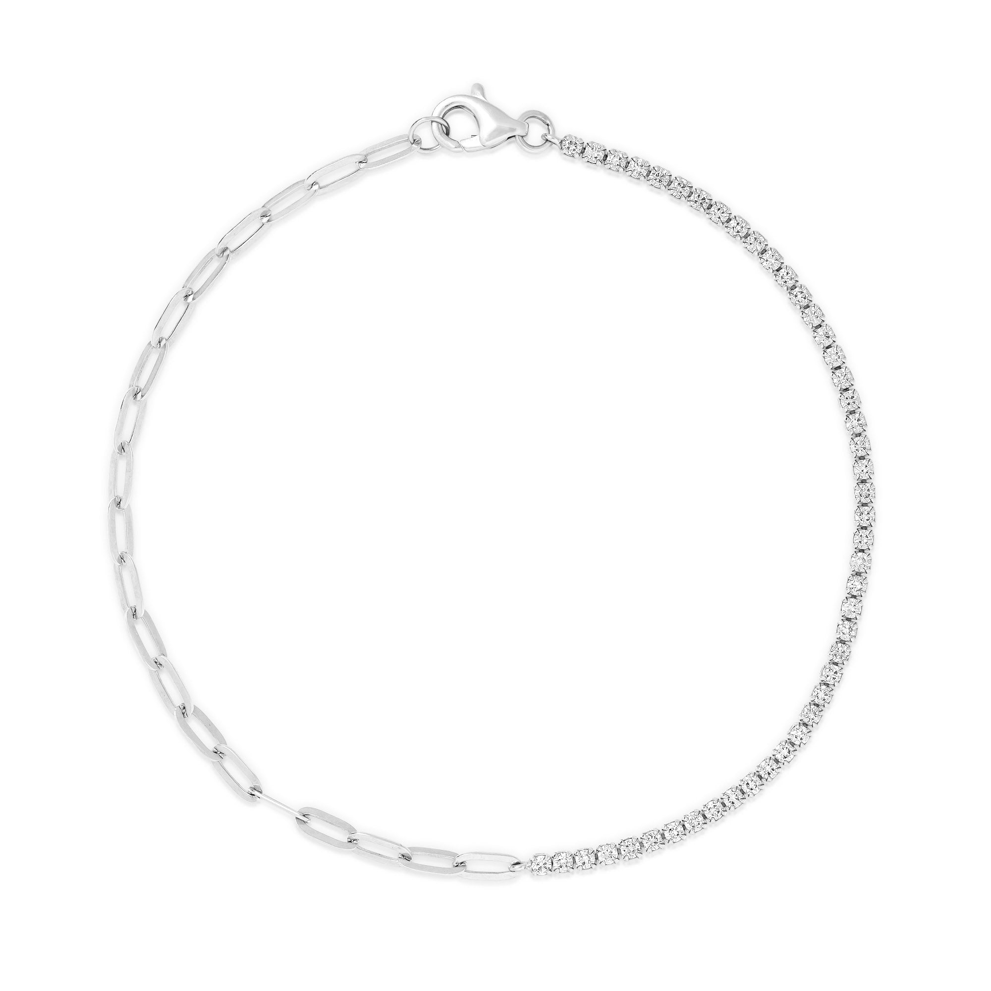 Split Paperclip Diamond Tennis Bracelet – JustDesi