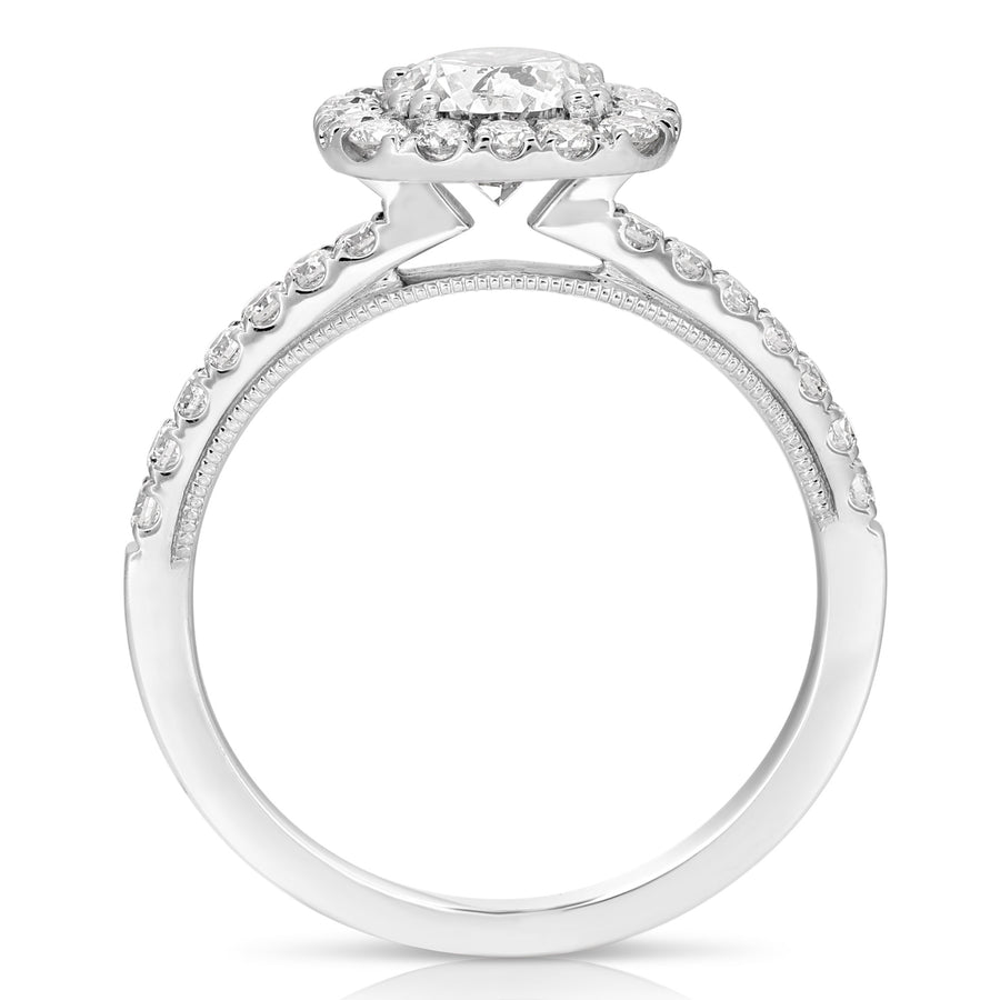 2 1/2 Ct Total Weight Cushion Halo Lab Grown Engagement Ring