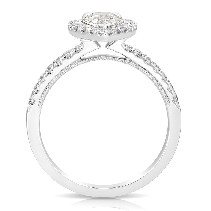 2 Ct Total Weight Pear Shape Lab Grown Halo Engagement Ring