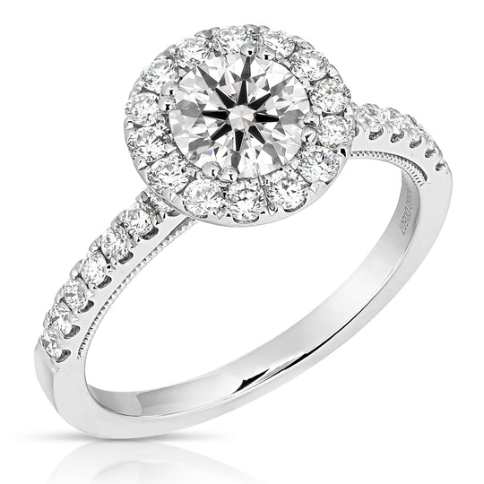 2 Ct Total Weight Round Lab Grown Halo Engagement Ring