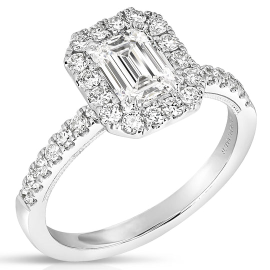 1 Ct Emerald Cut Complete Engagement Ring