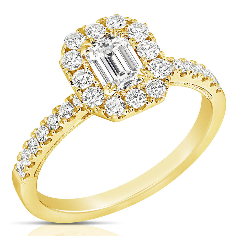 1/2 Ct Emerald Cut Complete Engagement Ring