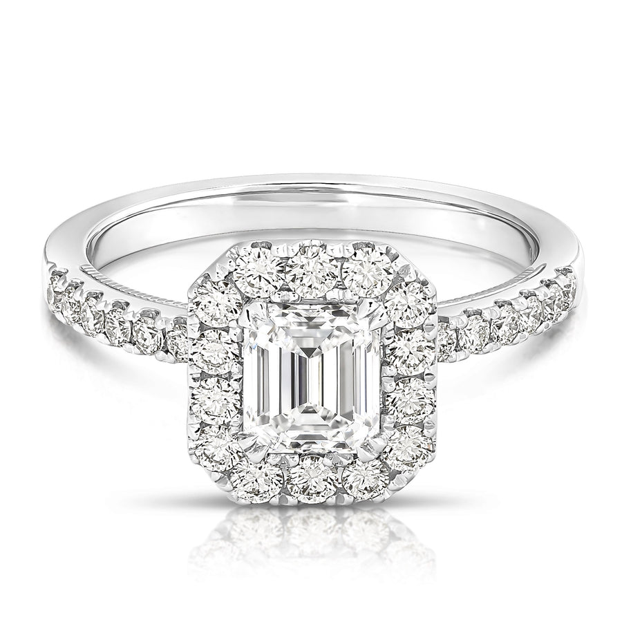 3/4 Ct Emerald Cut Complete Engagement Ring