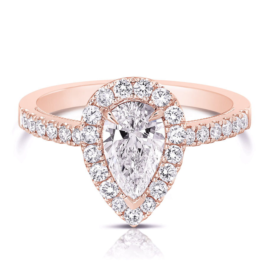 1 Ct Pear Shape Complete Engagement Ring