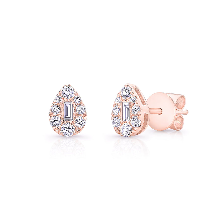 Pear Shaped Baguette Cluster Studs