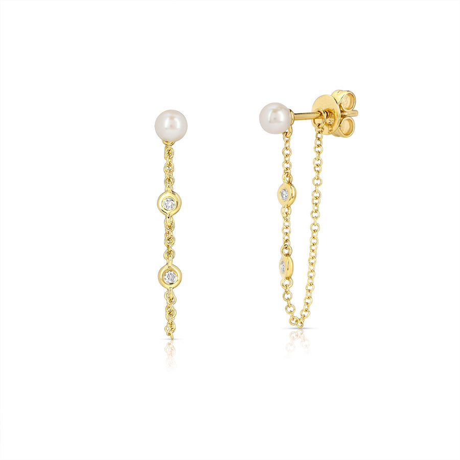 Pearl And Diamond Convertible Drop Earrings