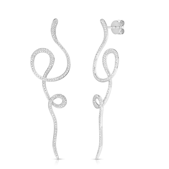 Pave Diamond Snake Earrings