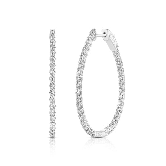 Prong Set Inside Out 1 1/2 Inch Oval Hoops
