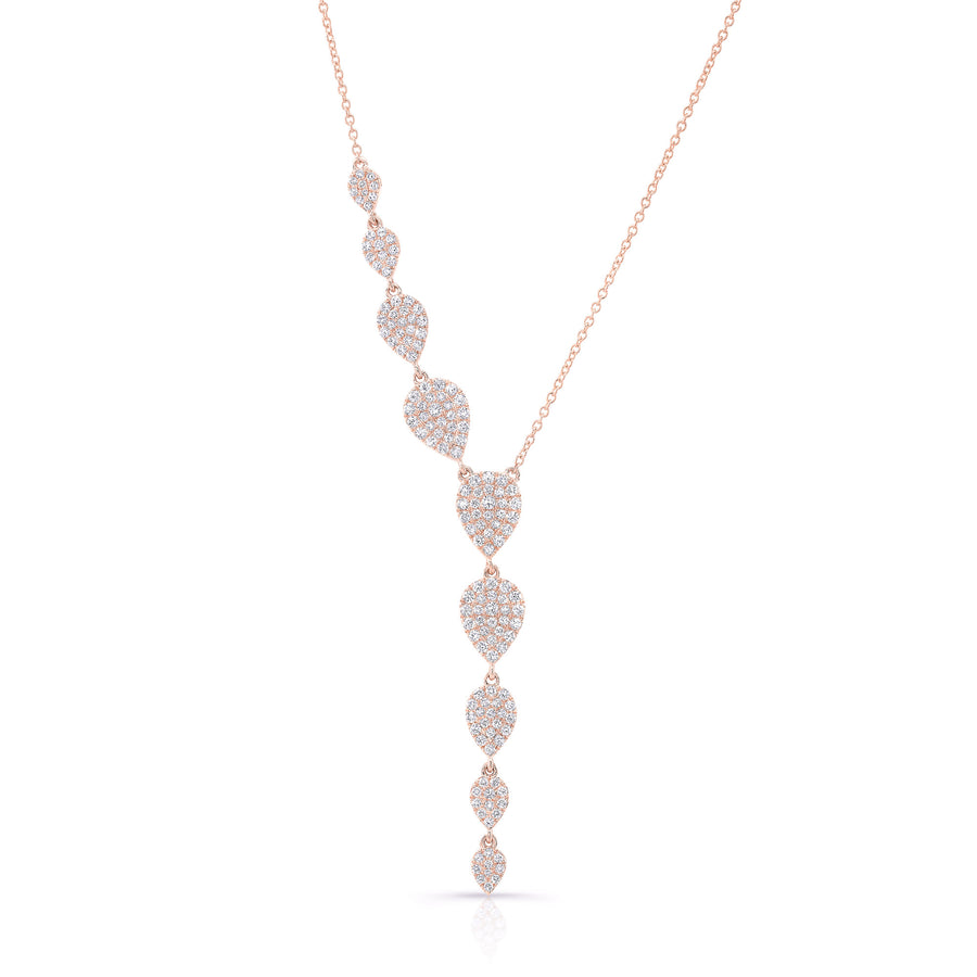 Pave Pear Shaped Motif Drop Necklace