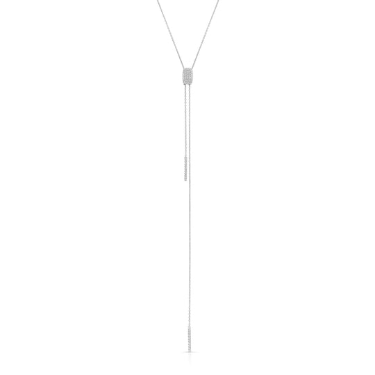 Pave Rectangle Lariat Necklace