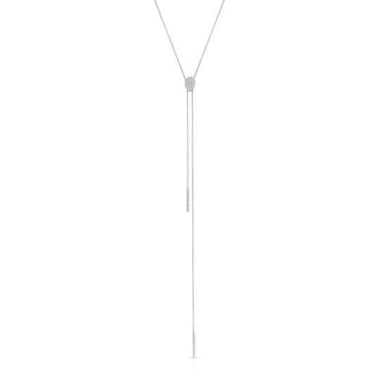 Pave Pear Shaped Lariat Necklace