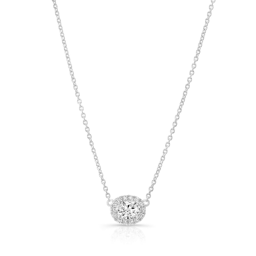 .30 Ct Oval Halo Necklace