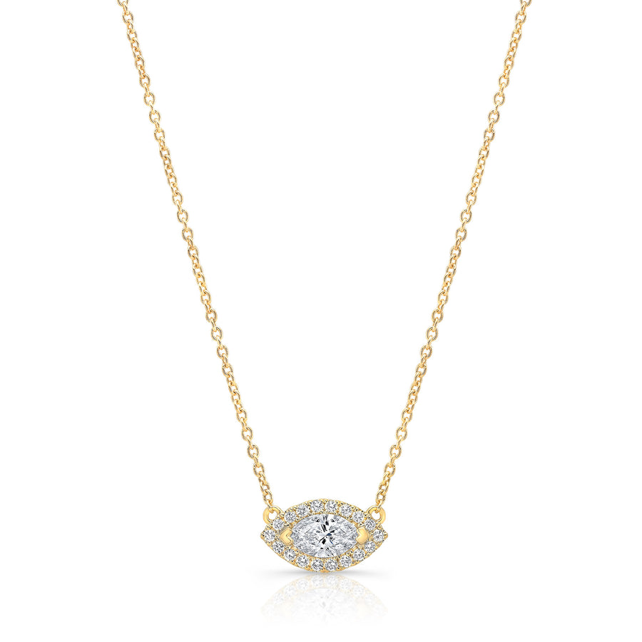 1/2 Carat Total Weight Marquise Halo Necklace