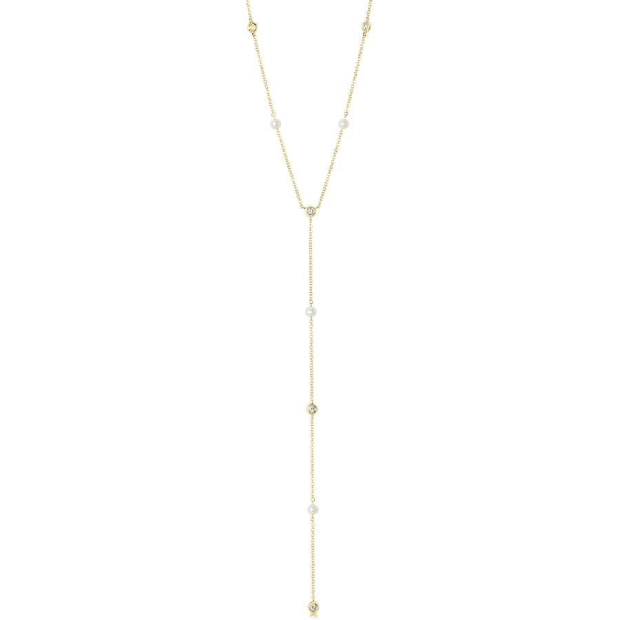 Pearl And Diamond Y Necklace