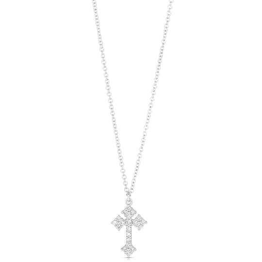 Medieval Pave Diamond Cross Necklace