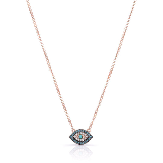 Piety Treated Blue Diamond Mini Evil Eye Necklace