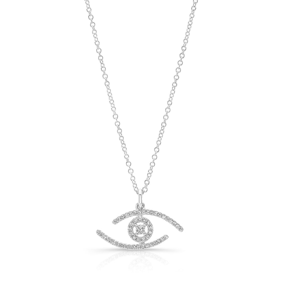 Offset Evil Eye Pave Diamond Pendant