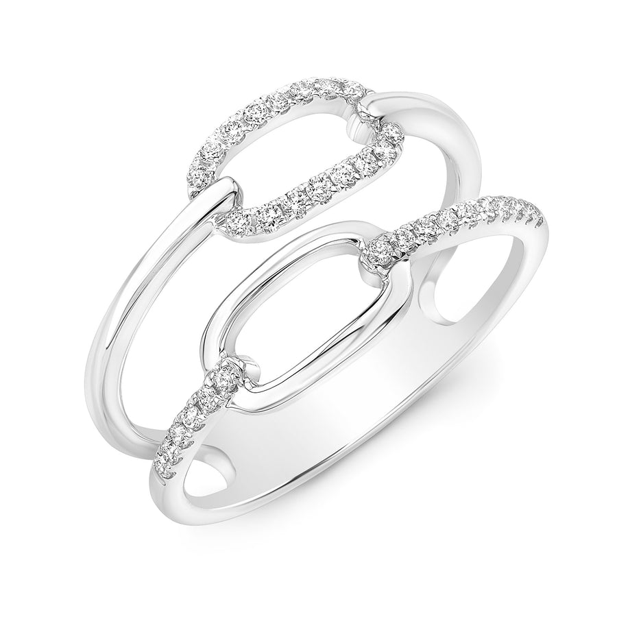 Double Band Paper Clip Pave Diamond Ring