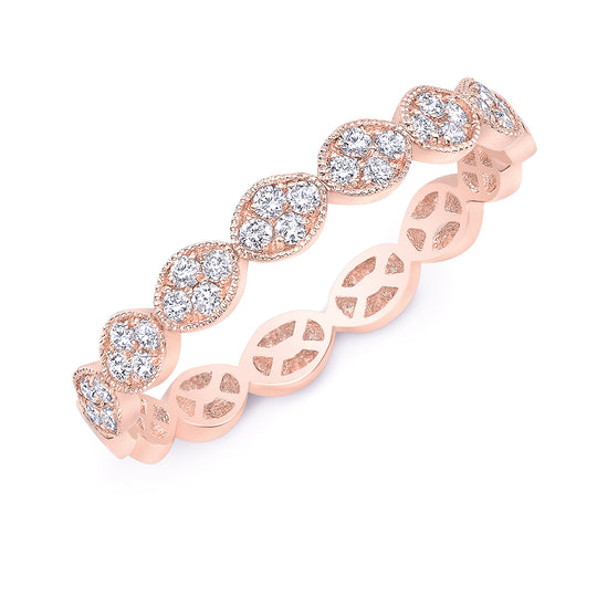 Milgrain Oval Pave Stackable Band