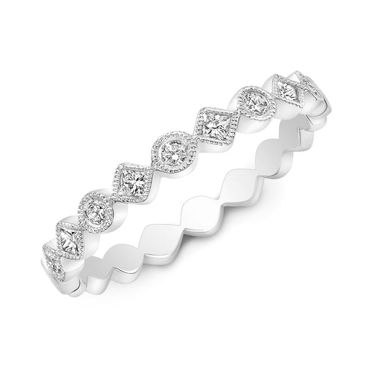 Alternating Round And Diamond Shape Stackable Band