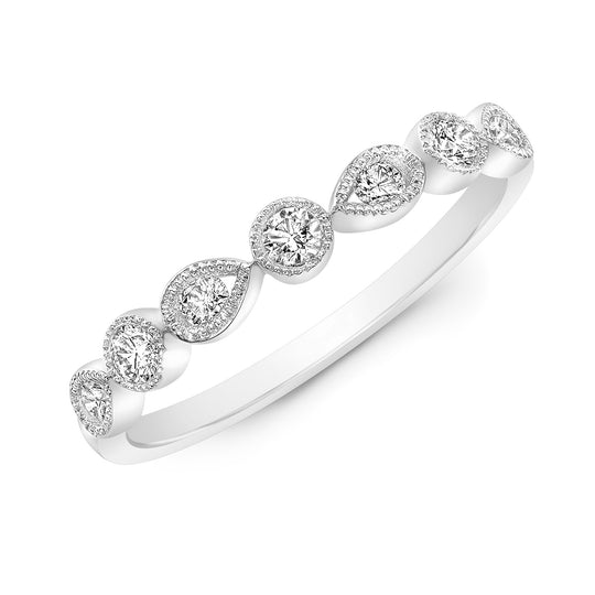 Alternating Round And Pear Shape Stackable Band