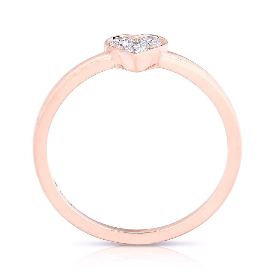 Single Heart 3 Stone Diamond Ring