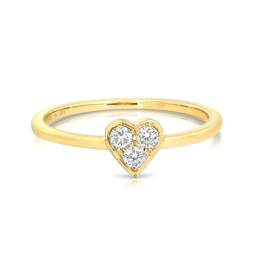 Single Heart 3 Stone Diamond Ring