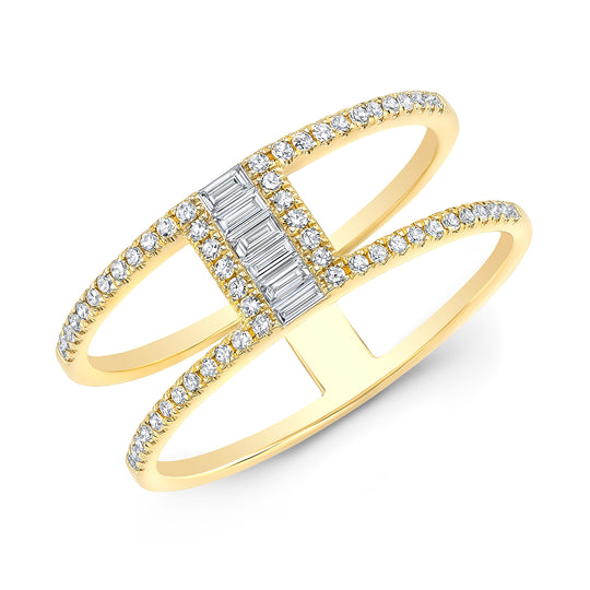 Two Row Baguette Ring