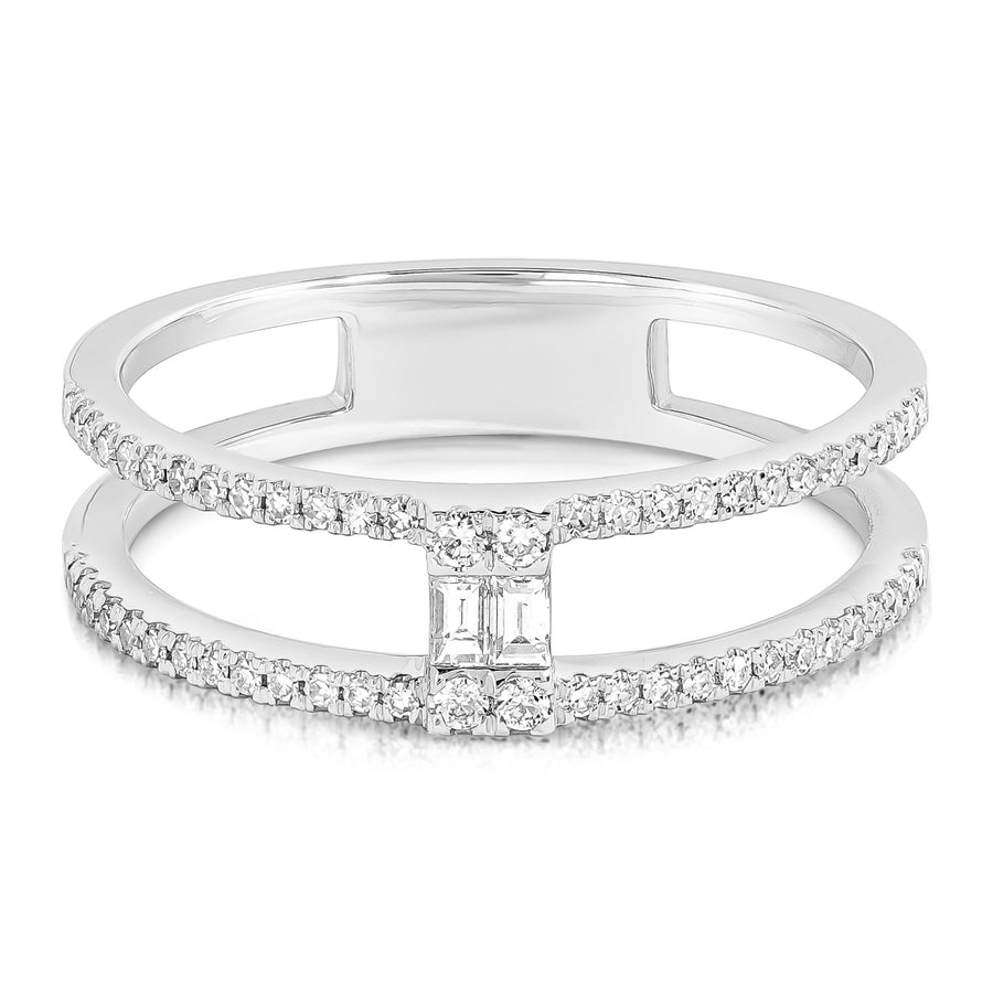 Baguette Cluster Pave Double Band Ring
