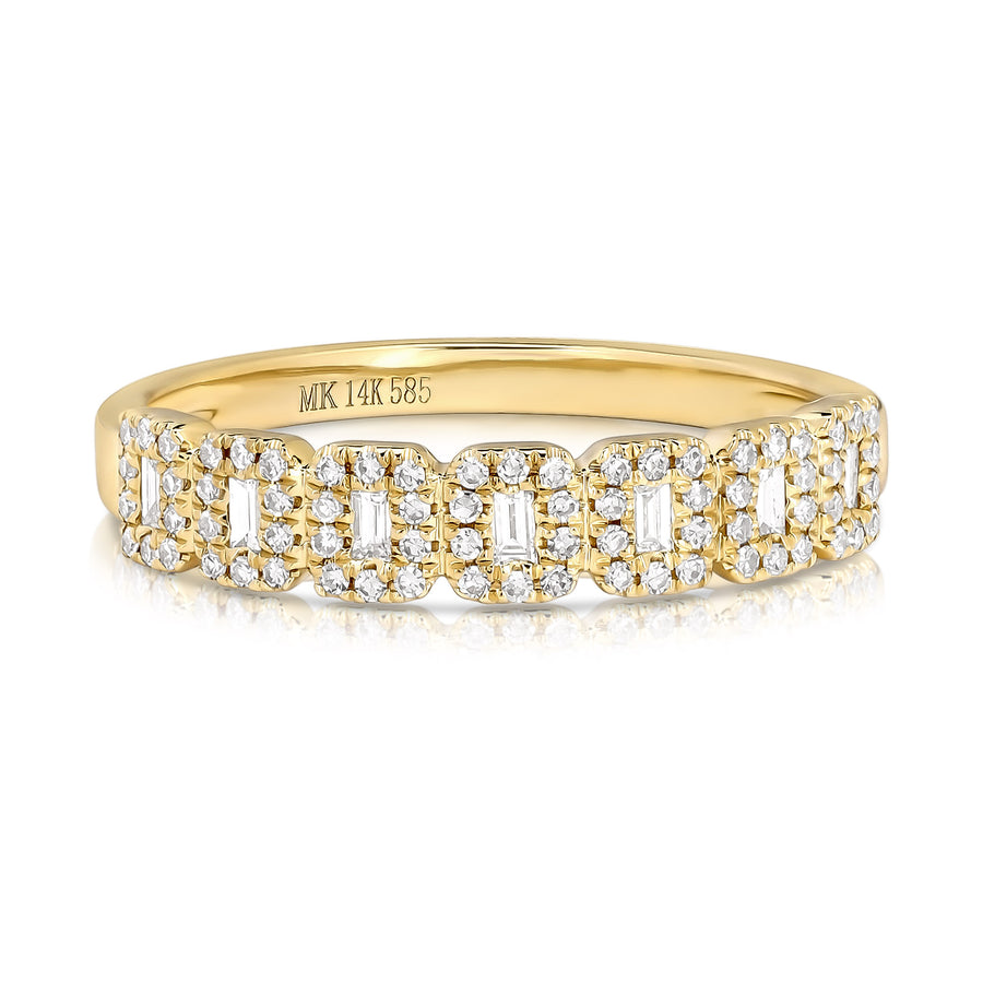 7 Stone Baguette Halo Ring