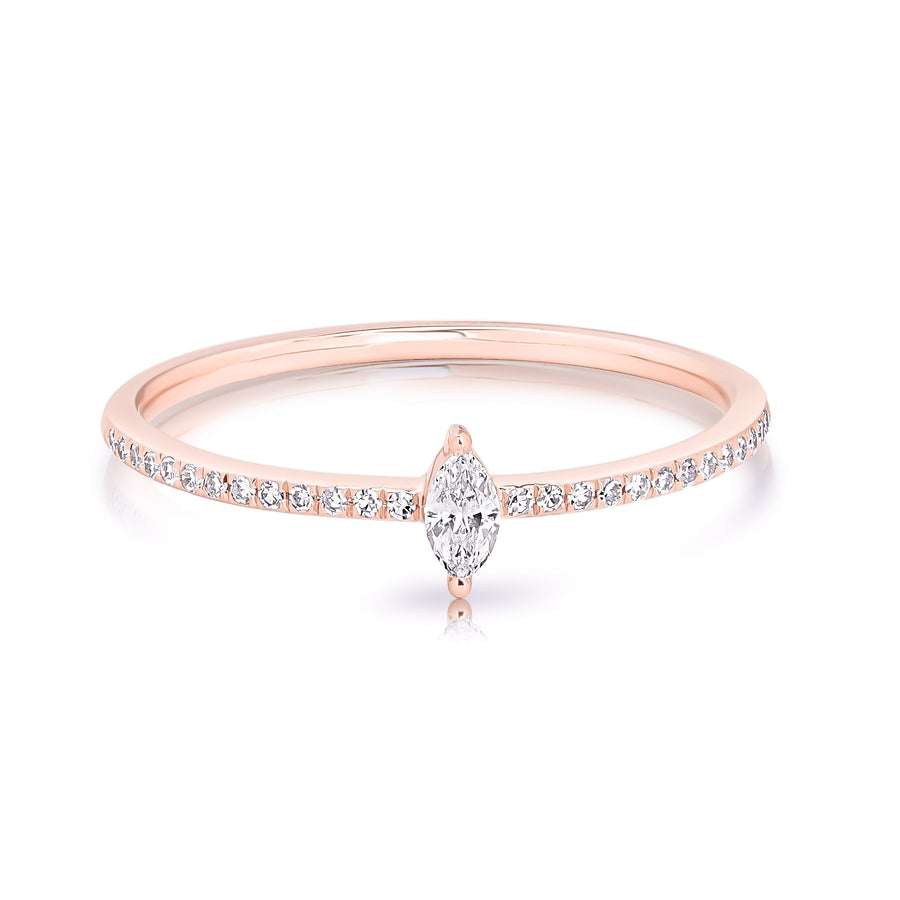 Single Stone Marquise Pave Diamond Stackable Band