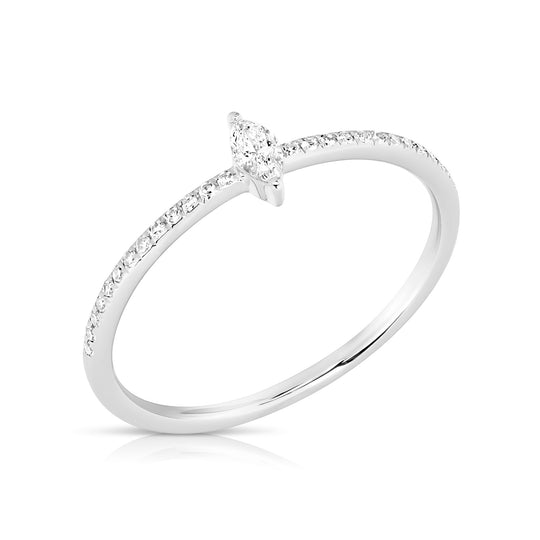 Single Stone Marquise Pave Diamond Stackable Band