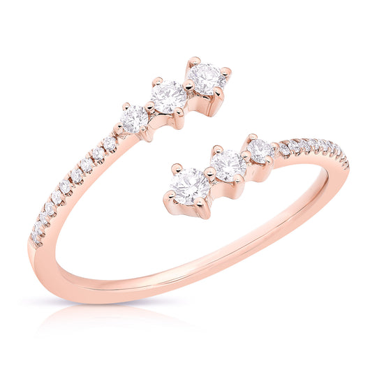 Compass Prong Pave Diamond Bypass Ring